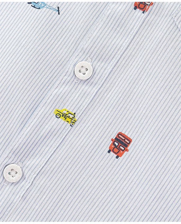 Babyhug 100% Cotton Woven Full Sleeves Shirt Helicopter Print - Blue
