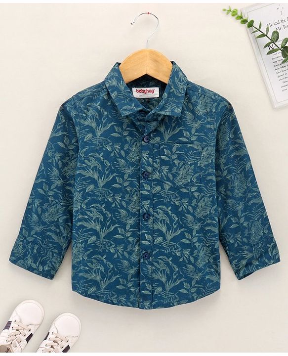 Babyhug Full Sleeves Shirt Leaf Print - Green