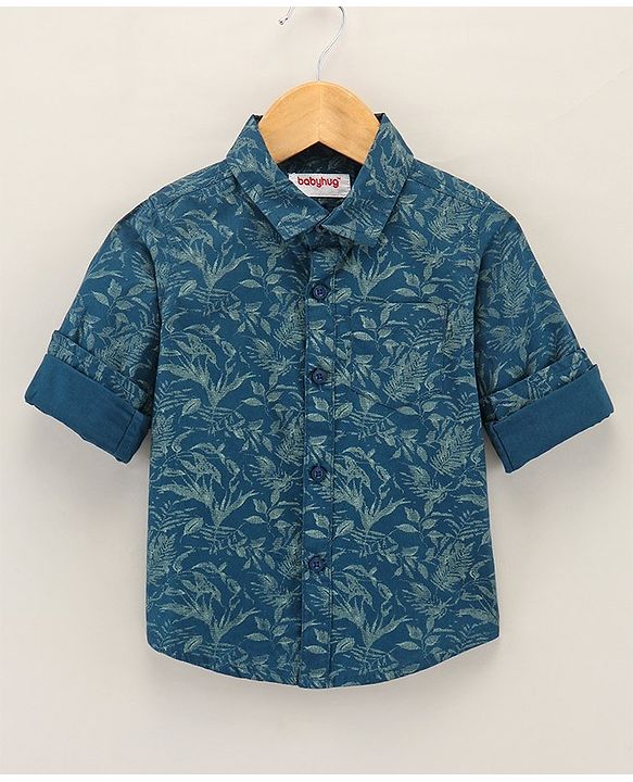 Babyhug Full Sleeves Shirt Leaf Print - Green