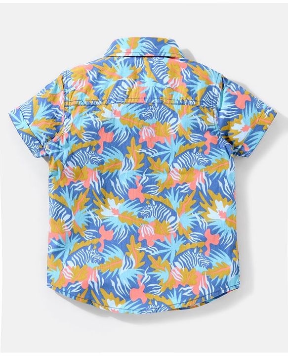 Babyhug 100% Cotton Half Sleeves Shirt Printed - Navy Blue