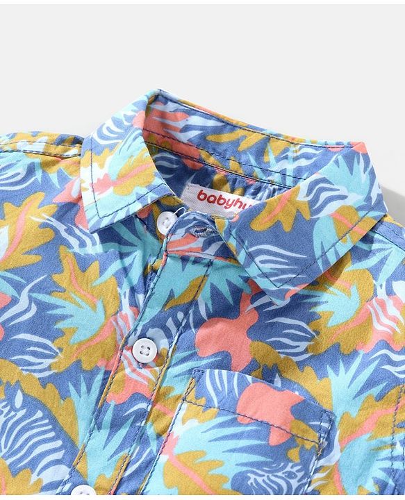 Babyhug 100% Cotton Half Sleeves Shirt Printed - Navy Blue