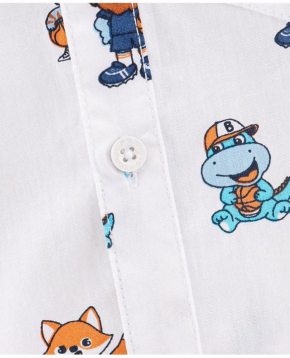 Babyhug Cotton Full Sleeves Shirt Dino Print - Blue