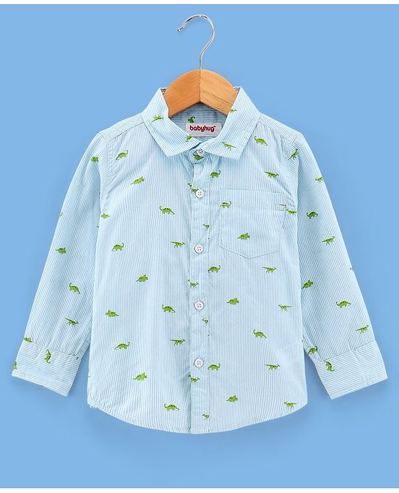 Babyhug Full Sleeves Shirt Dino Print - Blue