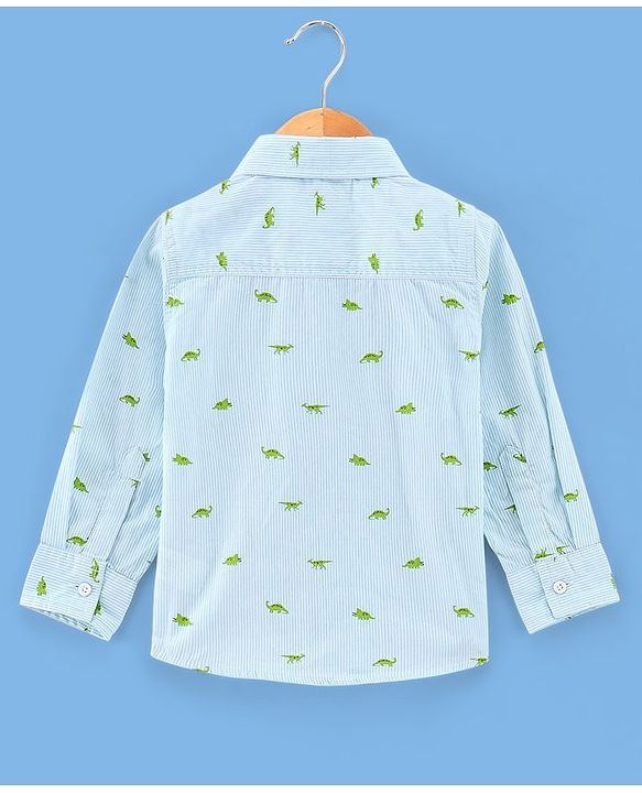 Babyhug Full Sleeves Shirt Dino Print - Blue
