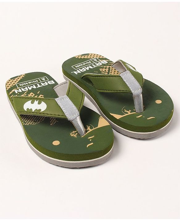 Pine Kids Slip On Flip Flops Batman Print - Green