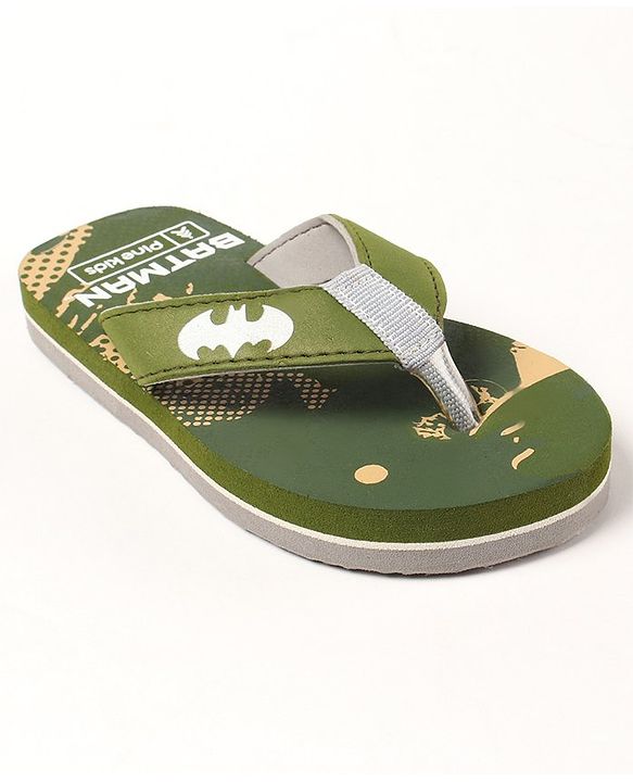 Pine Kids Slip On Flip Flops Batman Print - Green