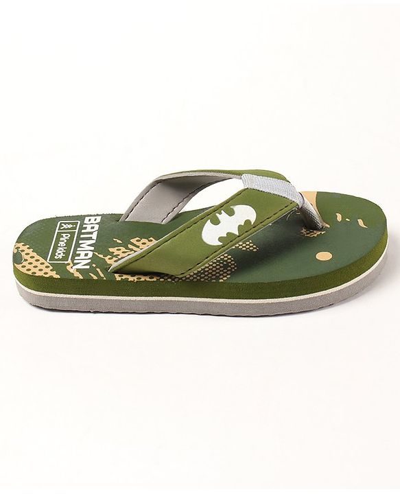 Pine Kids Slip On Flip Flops Batman Print - Green
