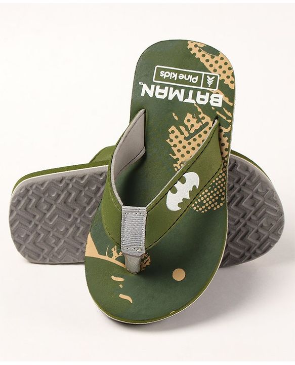 Pine Kids Slip On Flip Flops Batman Print - Green