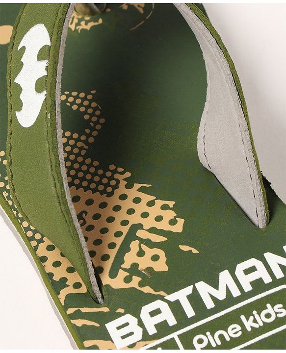 Pine Kids Slip On Flip Flops Batman Print - Green