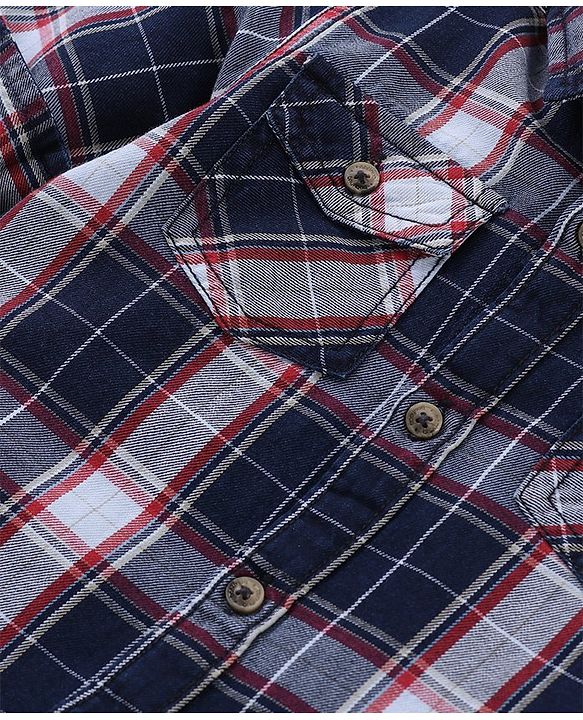 Babyhug Full Sleeves Shirt and Trousers Check Pattern - Grey