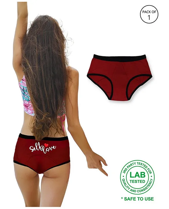 Buy Dchica Self Love Printed EcoFriendly PFOS PFAS Free Period Panty Maroon  for Girls (14-16Years) Online in India, Shop at  - 11746202