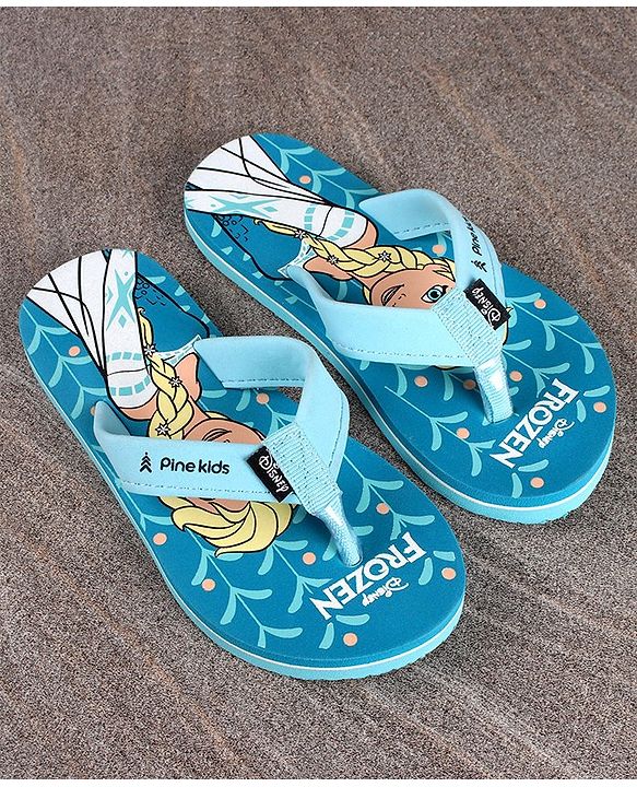 Pine Kids Slip On Style Flip Flops Disney Frozen Print - Blue