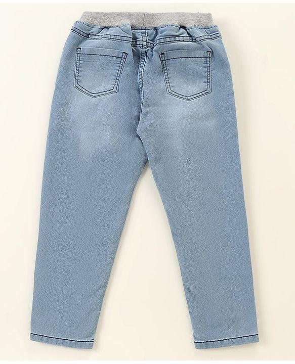 Babyhug Cotton Spandex Full Length Washed Denim Jeans - Blue