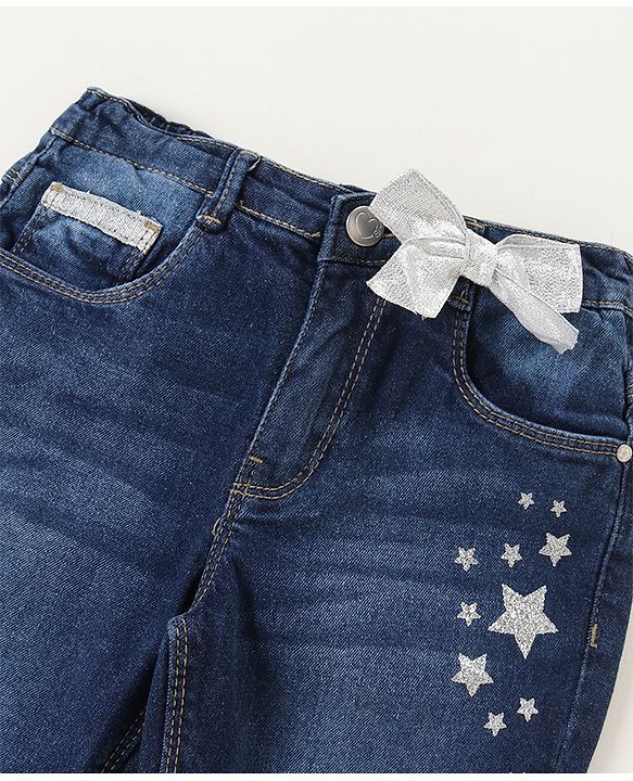 Babyhug Full Length Denim Jeans Star Pattern - Blue