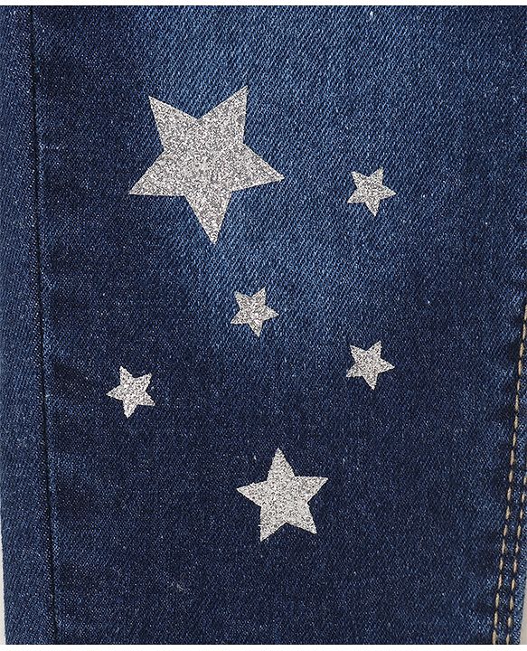 Babyhug Full Length Denim Jeans Star Pattern - Blue