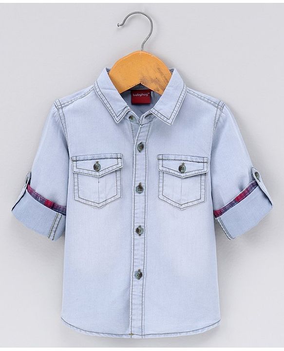 Babyhug Denim Full Sleeeves Shirt Solid Colour - Blue