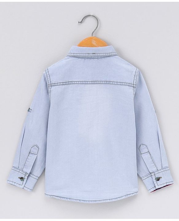Babyhug Denim Full Sleeeves Shirt Solid Colour - Blue