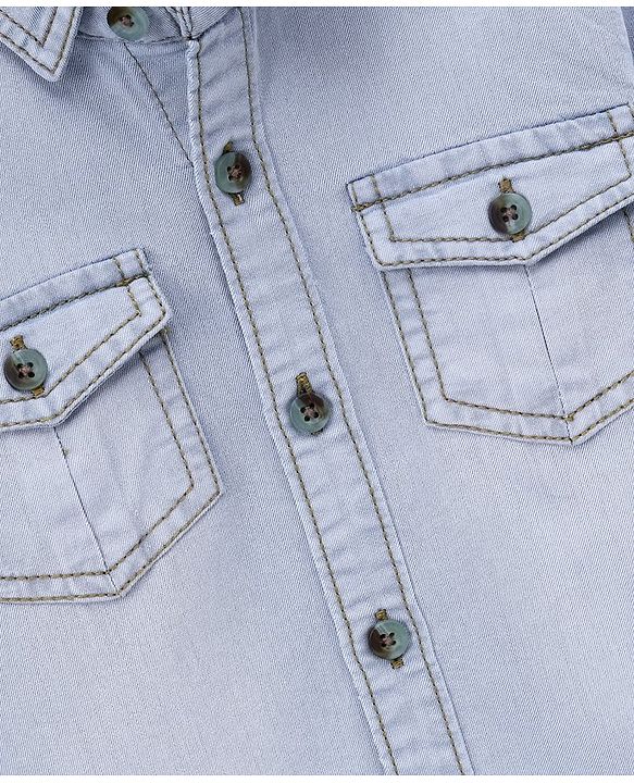 Babyhug Denim Full Sleeeves Shirt Solid Colour - Blue