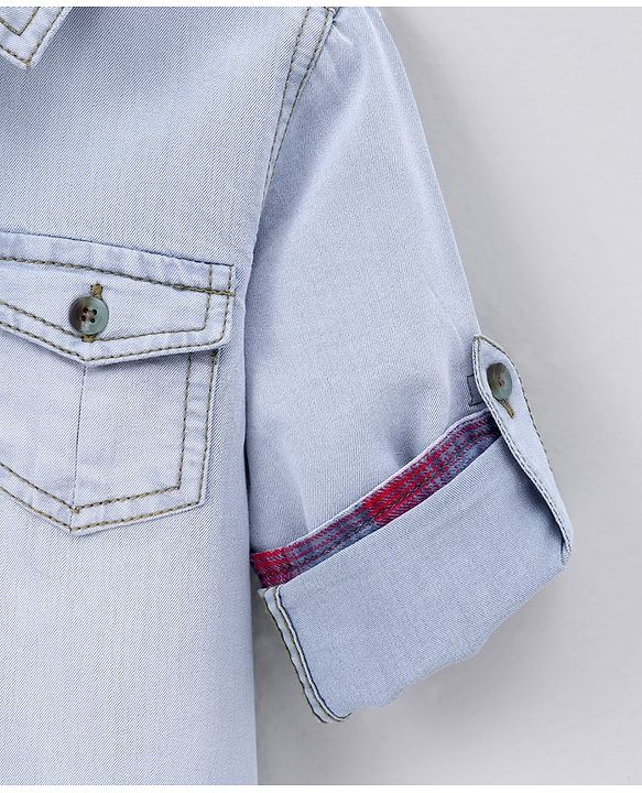 Babyhug Denim Full Sleeeves Shirt Solid Colour - Blue