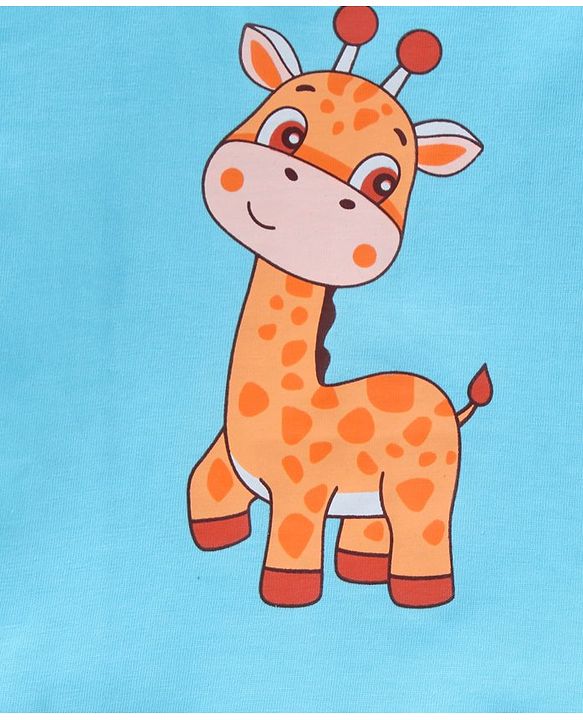 Babyhug Cotton Full Sleeves Tee Giraffe Graphic - Light Blue