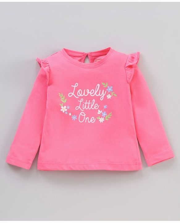 Babyhug 100% Cotton Full Sleeves Top with Graphics & Frill Detailing Pack Of 3 - Multicolor