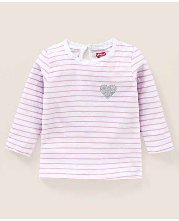 Babyhug Cotton Full Sleeves Tee Stripes Heart & Dot Print Pack of 3- Mullticolor