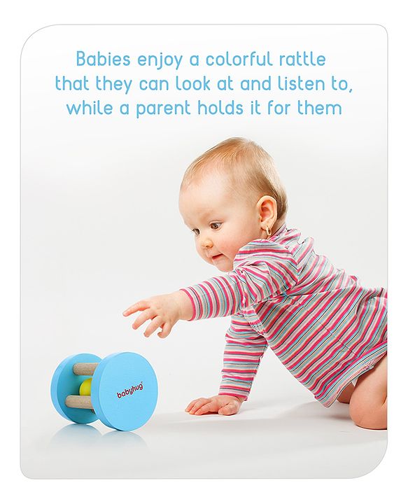 Babyhug Wooden Rolling Rattle Toy - Multicolour