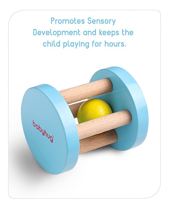 Babyhug Wooden Rolling Rattle Toy - Multicolour