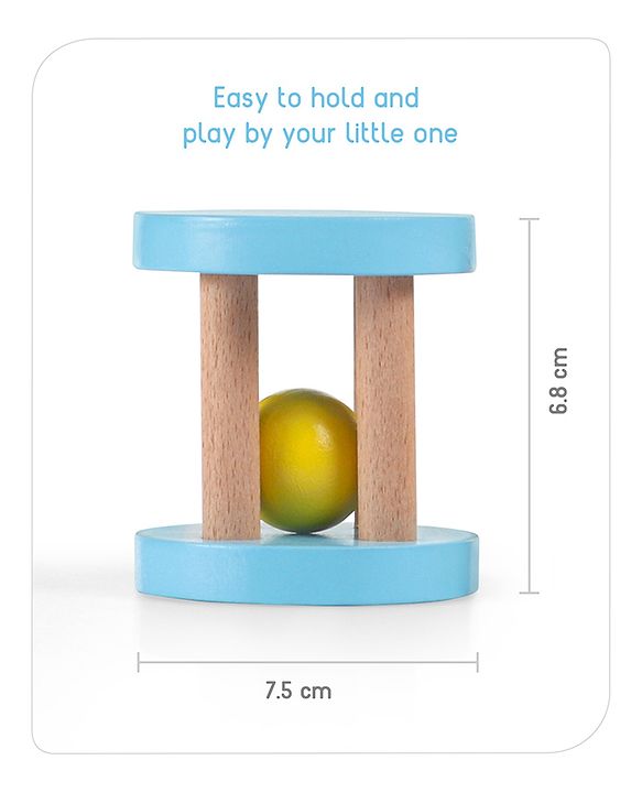 Babyhug Wooden Rolling Rattle Toy - Multicolour
