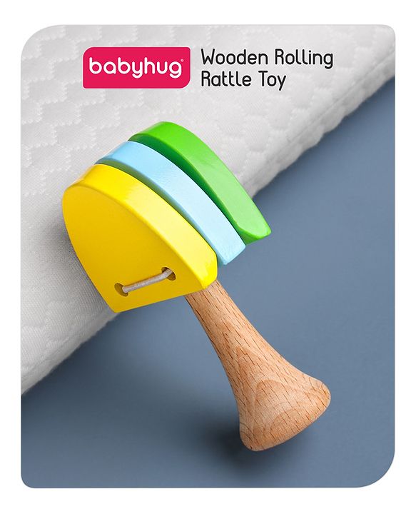 Babyhug Wooden Castanet Rattle Toy - Multicolour