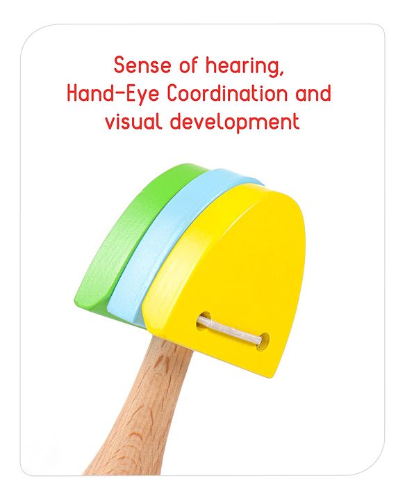 Babyhug Wooden Castanet Rattle Toy - Multicolour