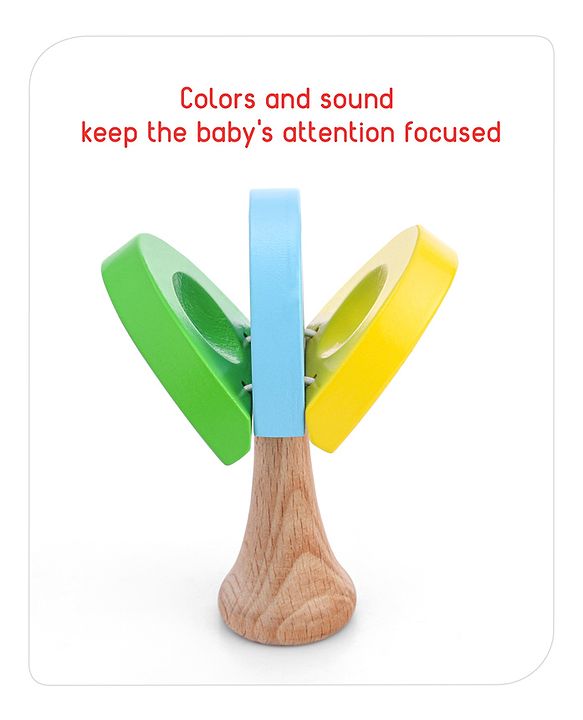 Babyhug Wooden Castanet Rattle Toy - Multicolour