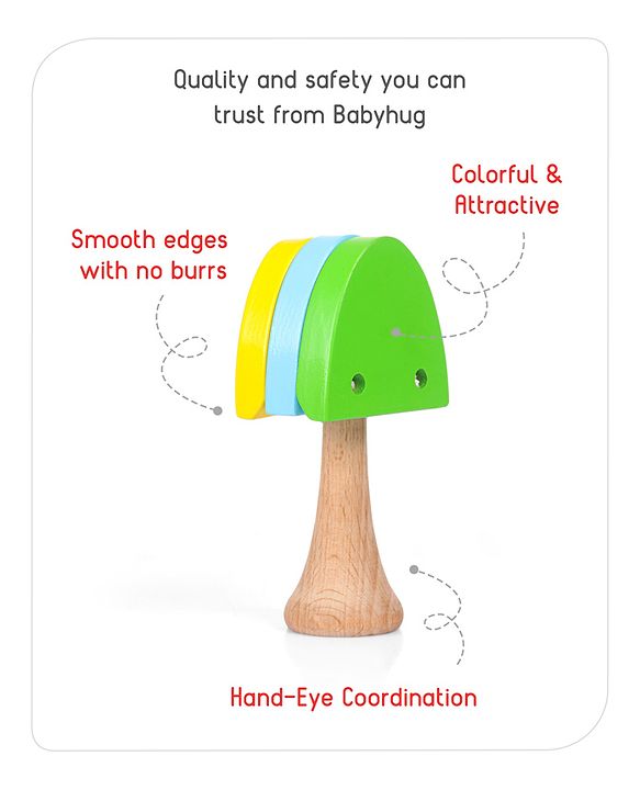 Babyhug Wooden Castanet Rattle Toy - Multicolour