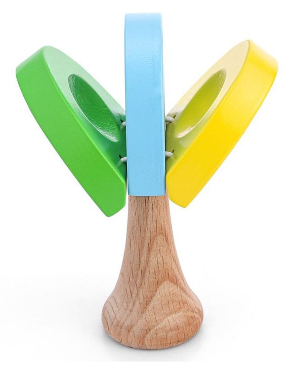 Babyhug Wooden Castanet Rattle Toy - Multicolour