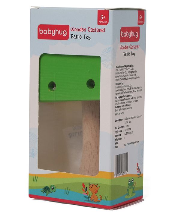 Babyhug Wooden Castanet Rattle Toy - Multicolour