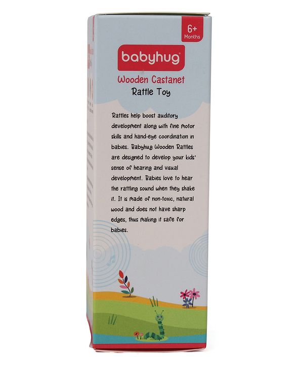 Babyhug Wooden Castanet Rattle Toy - Multicolour