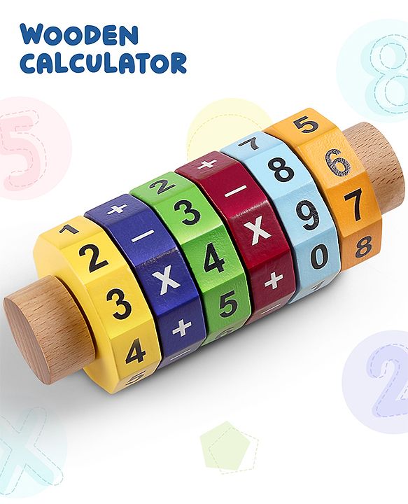 Babyhug Montessori Wooden Maths Calculator - Multicolor | Educational Learning Toy with Beads & Counting Frame | Helps Kids Learn Numbers, Addition, Subtraction & Problem Solving | BIS Certified