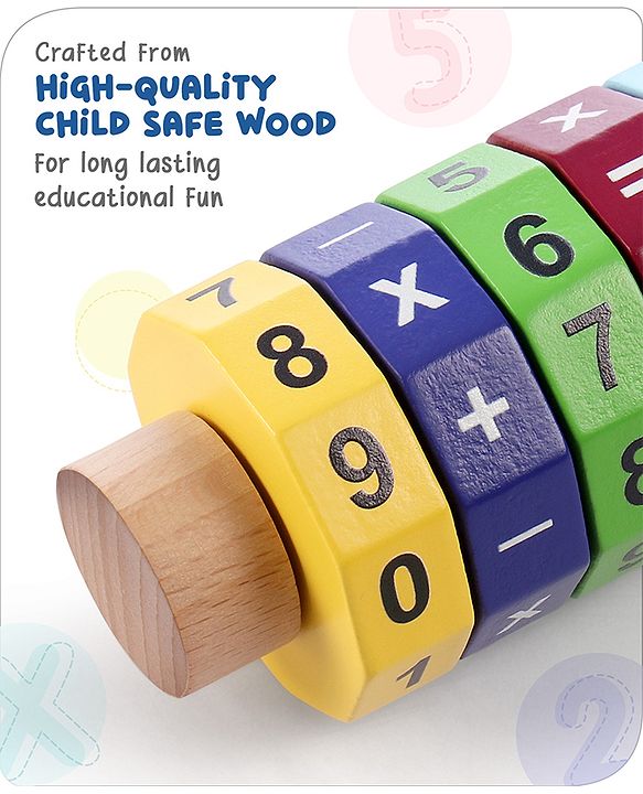 Babyhug Montessori Wooden Maths Calculator - Multicolor | Educational Learning Toy with Beads & Counting Frame | Helps Kids Learn Numbers, Addition, Subtraction & Problem Solving | BIS Certified