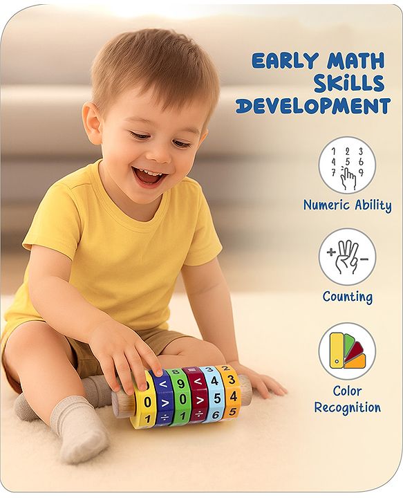 Babyhug Montessori Wooden Maths Calculator - Multicolor | Educational Learning Toy with Beads & Counting Frame | Helps Kids Learn Numbers, Addition, Subtraction & Problem Solving | BIS Certified