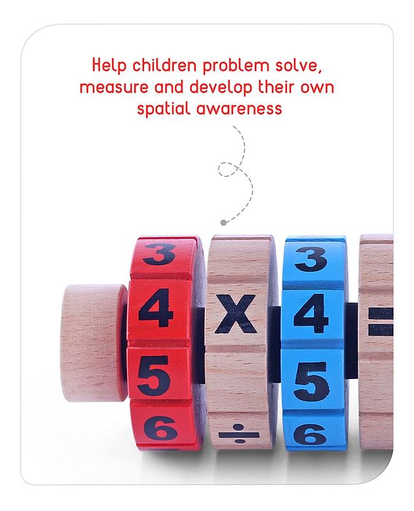 Babyhug Montessori Wooden Maths Calculator - Multicolor | Educational Learning Toy with Beads & Counting Frame | Helps Kids Learn Numbers, Addition, Subtraction & Problem Solving | BIS Certified