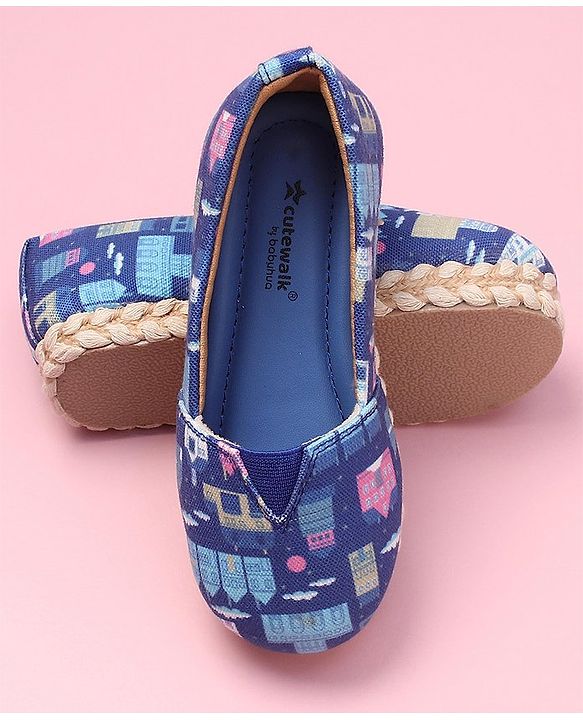 Cute Walk by Babyhug Ethnic Wear Mojaris City Print - Blue