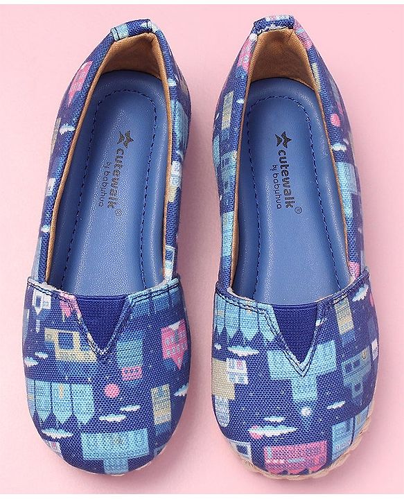 Cute Walk by Babyhug Ethnic Wear Mojaris City Print - Blue