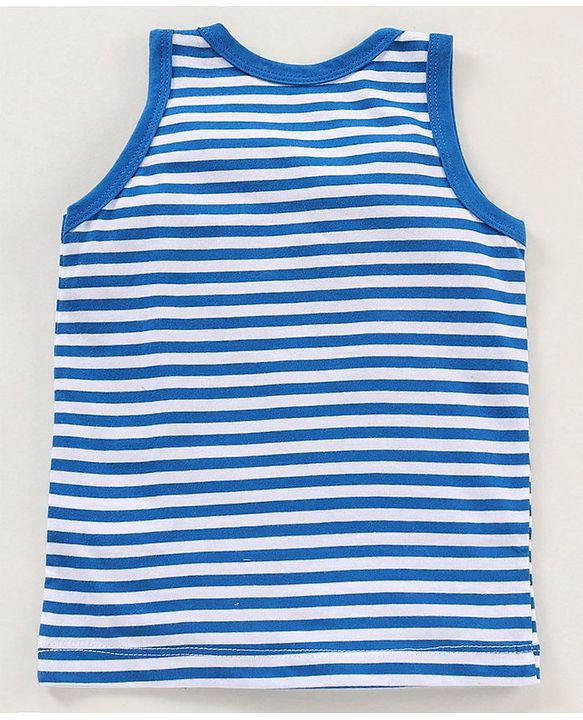 Babyhug 100% Cotton Sleeveless Sando Vest Stripes  - Blue White