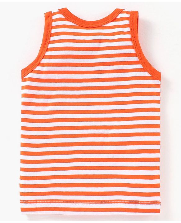 Babyhug 100% Cotton Knit Sleeveless Striped Sando Vest - Orange
