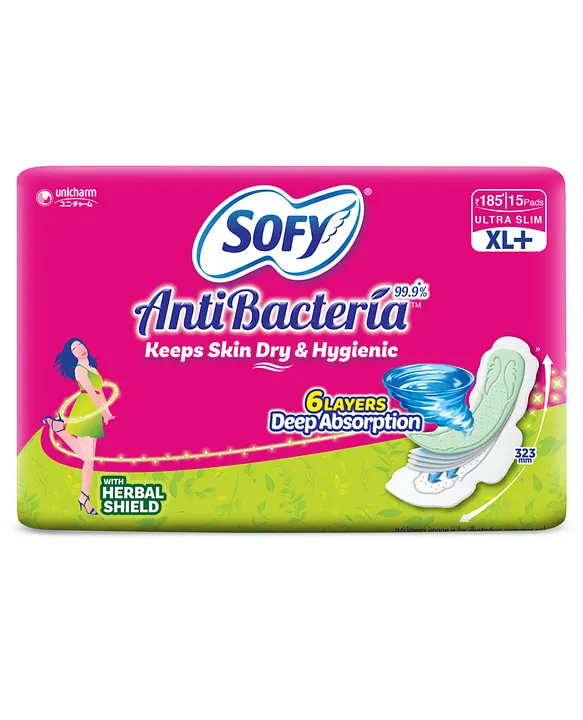 Sofy Antibacteria Sanitary Napkin With Wings (Xl+) 15 Pads