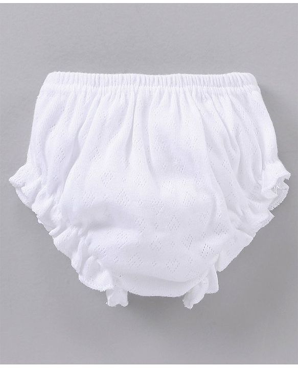 Babyhug 100% Cotton Premium Pointelle Fabric Panties Pack Of 3 - White