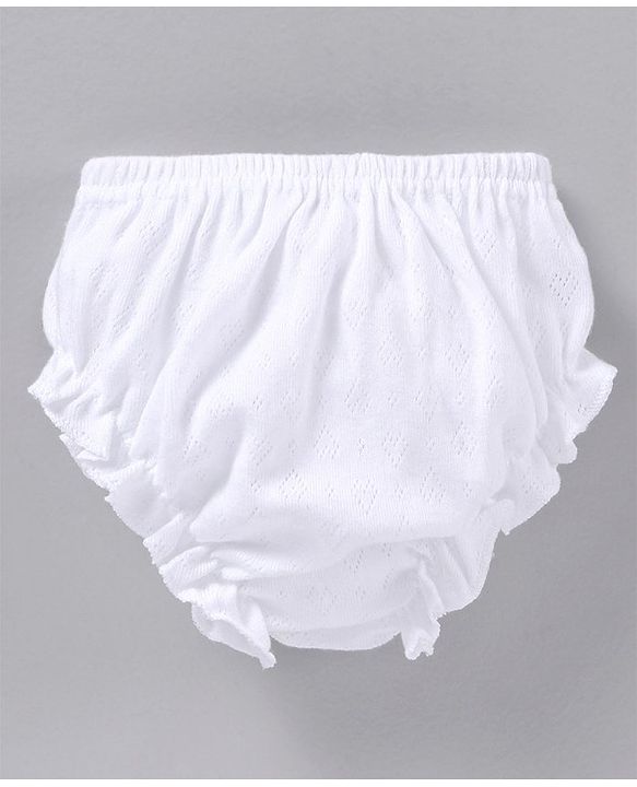 Babyhug 100% Cotton Premium Pointelle Fabric Panties Pack Of 3 - White