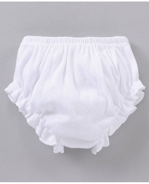 Babyhug 100% Cotton Premium Pointelle Fabric Panties Pack Of 3 - White