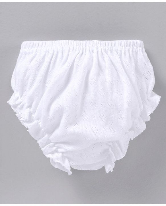 Babyhug 100% Cotton Premium Pointelle Fabric Panties Pack Of 3 - White