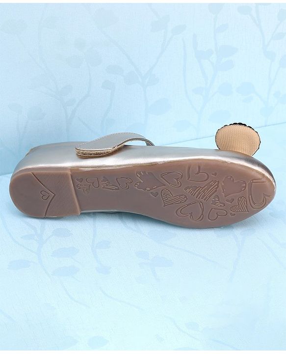 Pine Kids Bellies With Velcro Closure & Bow Applique - Gold